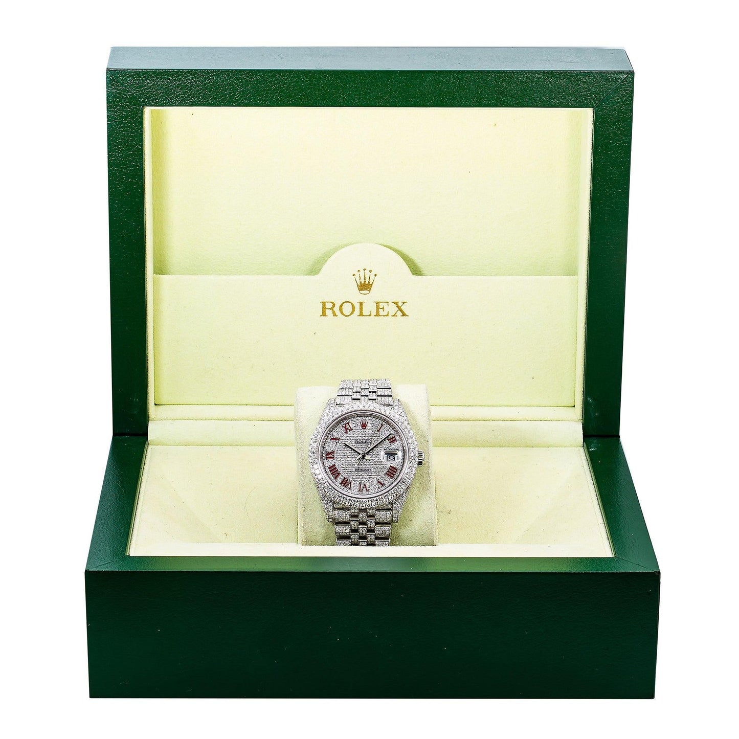 Rolex Datejust 41MM 126300 Diamond Paved Roman Dial Diamond Bezel Stainless Steel Full Diamond Jubilee Bracelet