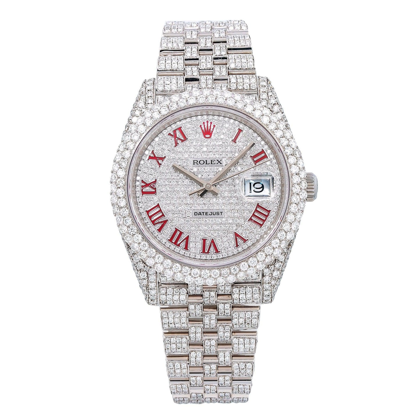 Rolex Datejust 41MM 126300 Diamond Paved Roman Dial Diamond Bezel Stainless Steel Full Diamond Jubilee Bracelet