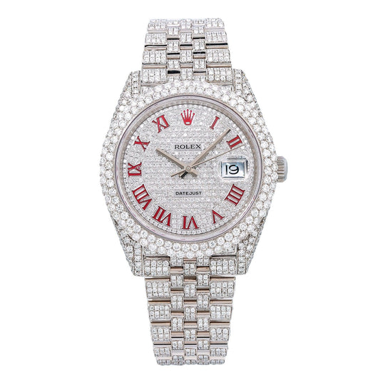 Rolex Datejust 41MM 126300 Diamond Paved Roman Dial Diamond Bezel Stainless Steel Full Diamond Jubilee Bracelet