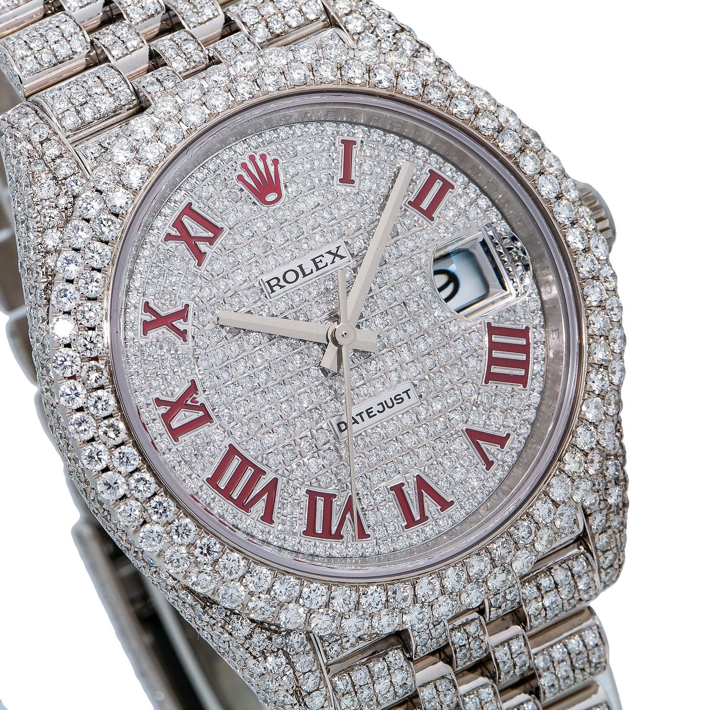 Rolex Datejust 41MM 126300 Diamond Paved Roman Dial Diamond Bezel Stainless Steel Full Diamond Jubilee Bracelet