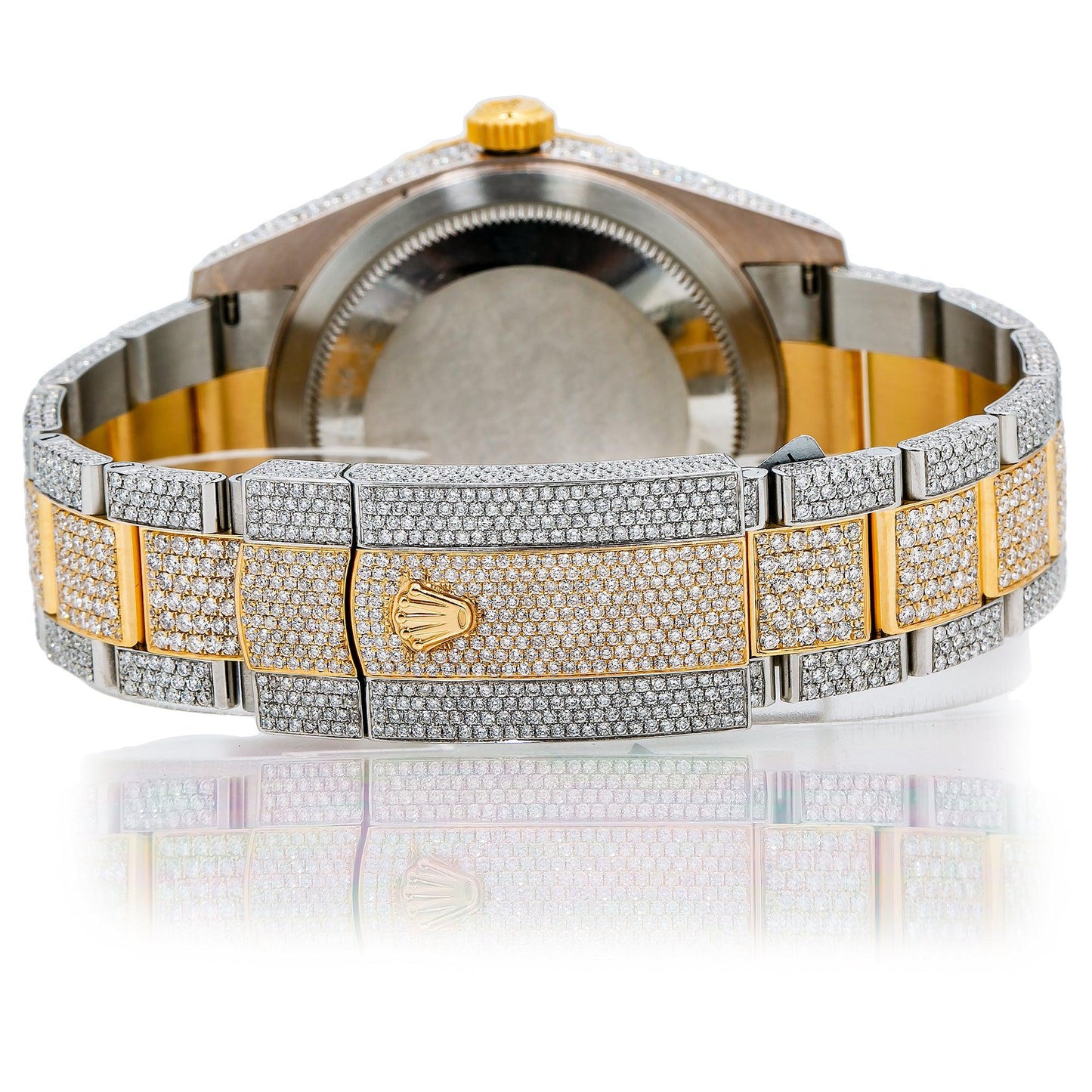 Rolex Sky-Dweller 42MM 326933 Black Dial Diamond Bezel Two Tone Yellow Gold Full Diamond Oyster Bracelet