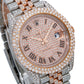 Rolex Datejust 41MM 126331 Diamond Paved Roman Dial Diamond Bezel Two Tone Rose Gold Full Diamond Jubilee Bracelet