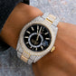 Rolex Sky-Dweller 42MM 326933 Black Dial Diamond Bezel Two Tone Yellow Gold Full Diamond Oyster Bracelet