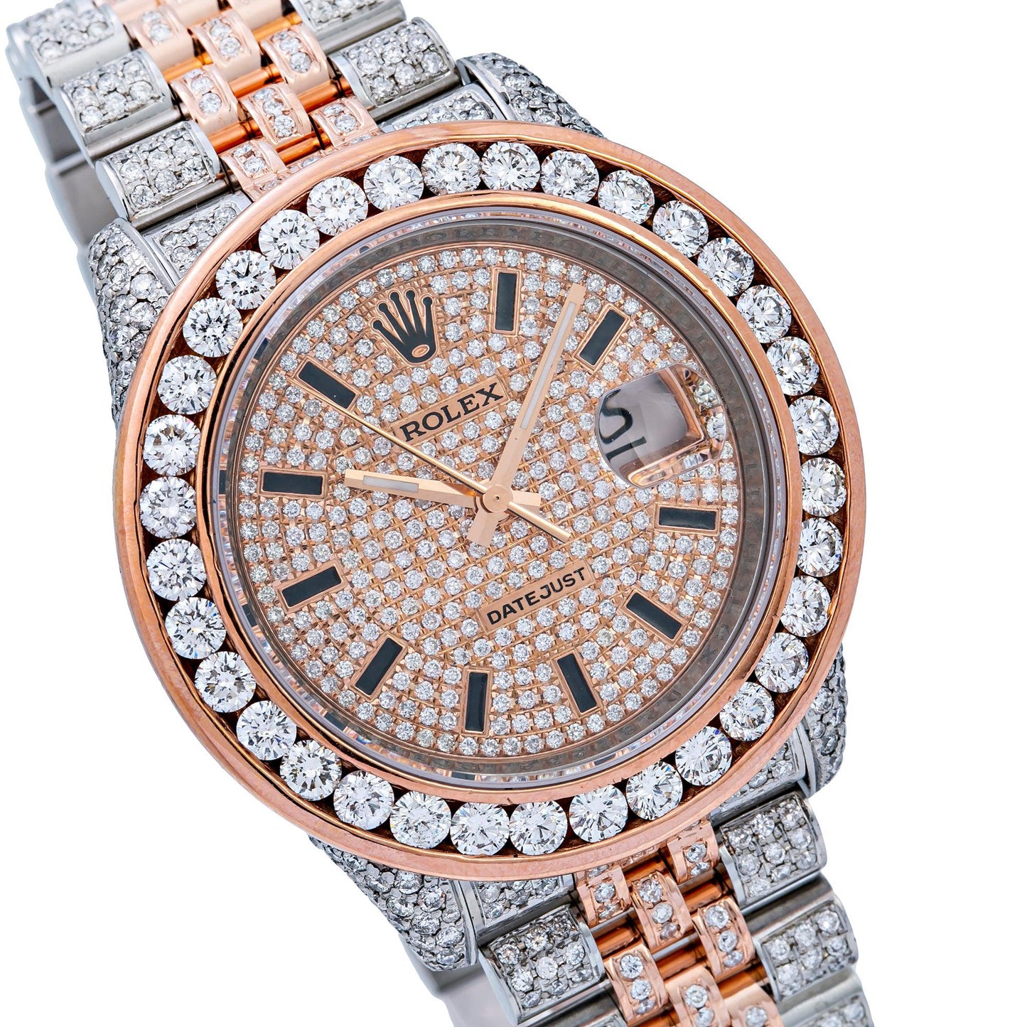 Rolex Datejust 36MM 116231 Diamond Paved Dial Diamond Bezel Two Tone Rose Gold Full Diamond Jubilee Bracelet 11.75ct