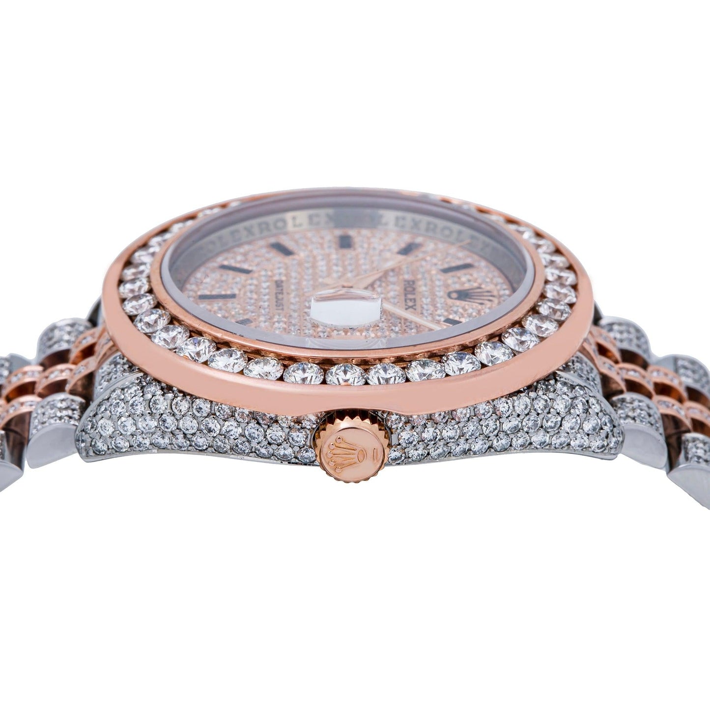 Rolex Datejust 36MM 116231 Diamond Paved Dial Diamond Bezel Two Tone Rose Gold Full Diamond Jubilee Bracelet 11.75ct