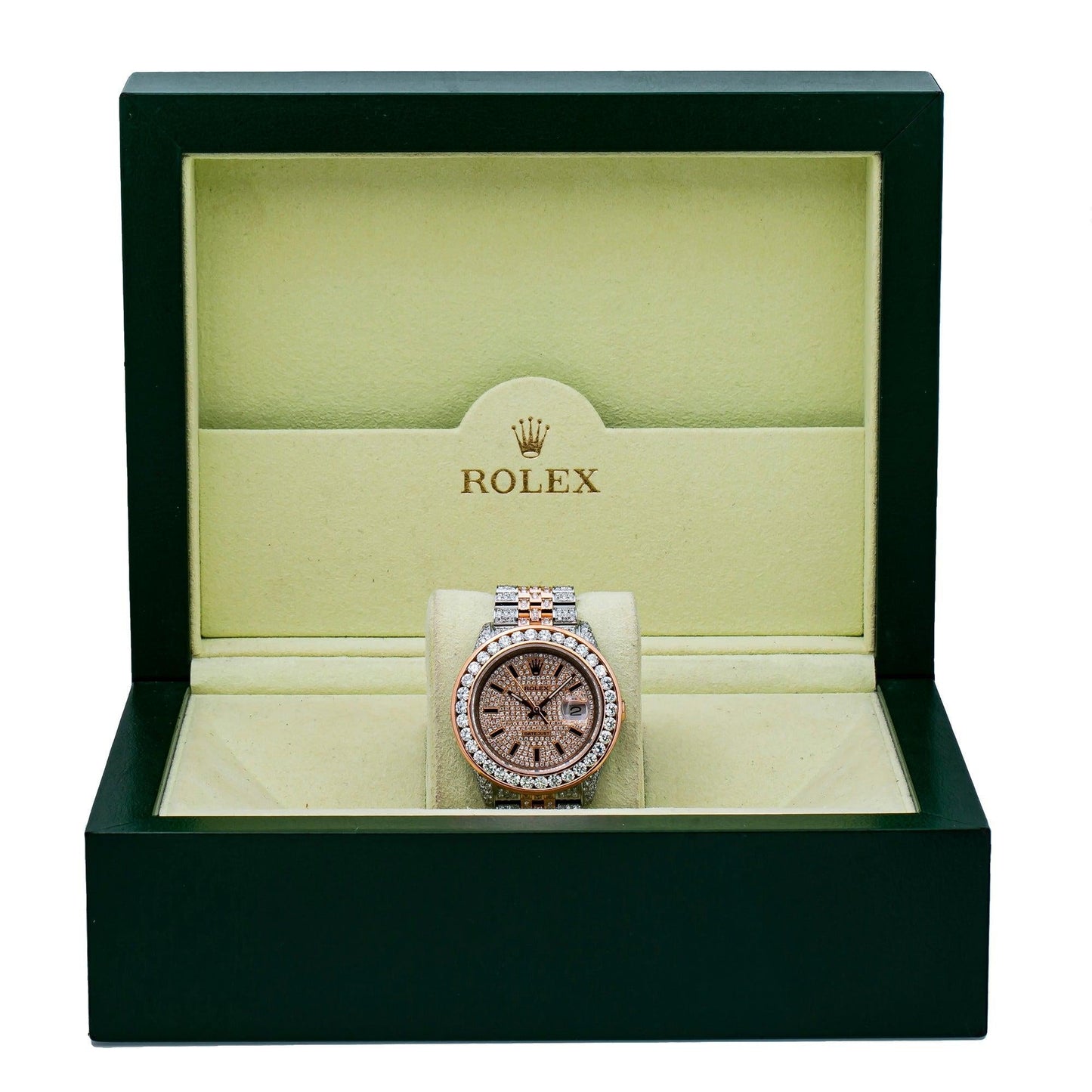 Rolex Datejust 36MM 116231 Diamond Paved Dial Diamond Bezel Two Tone Rose Gold Full Diamond Jubilee Bracelet 11.75ct