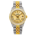 Rolex Datejust 31MM 6824 Champagne Roman Diamond Dial Diamond Bezel Two Tone Yellow Gold Full Diamond Jubilee Bracelet 8.75ct