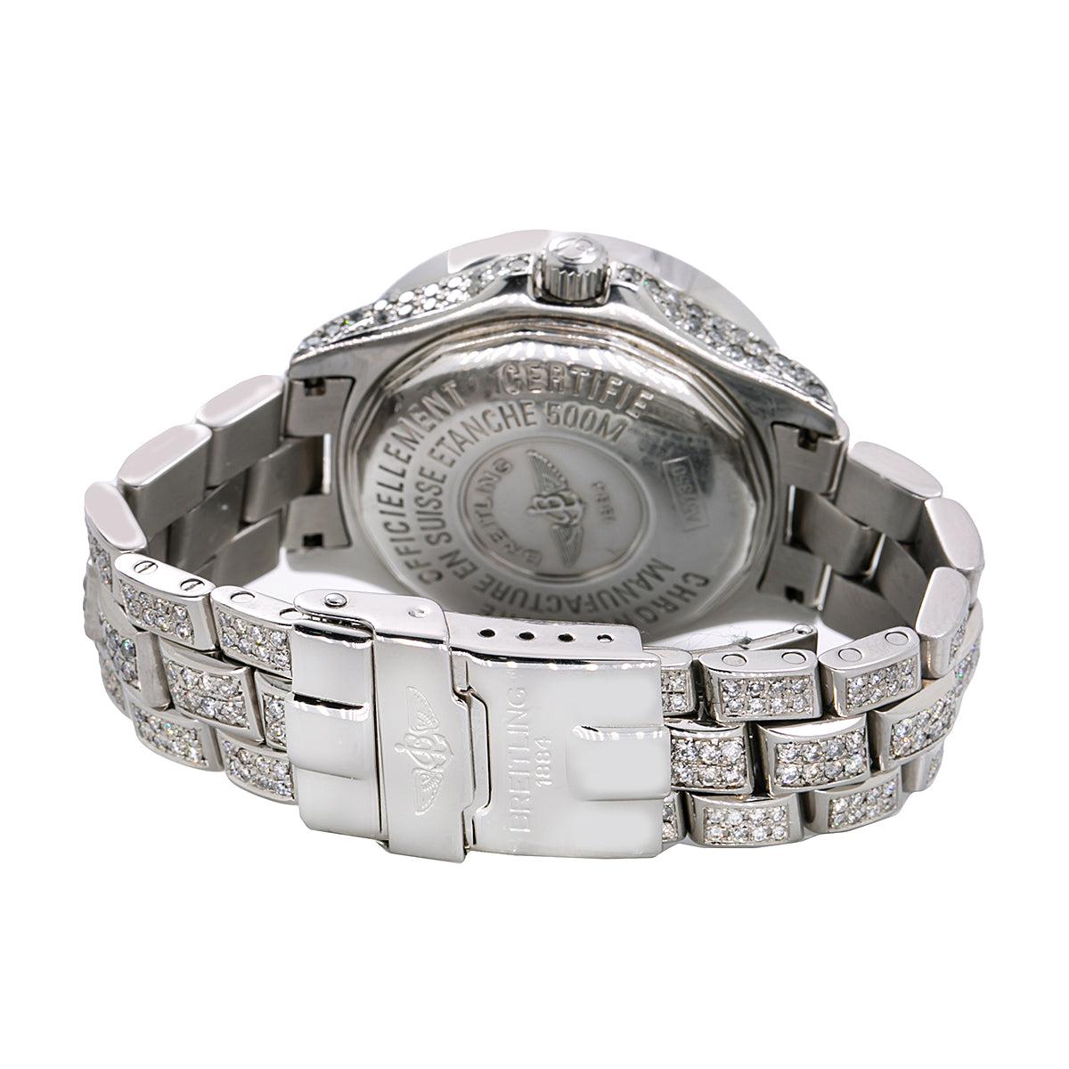 Breitling Colt Oceane A57350 33mm Blue Mother of Pearl with 8.0CT Diamonds Watch