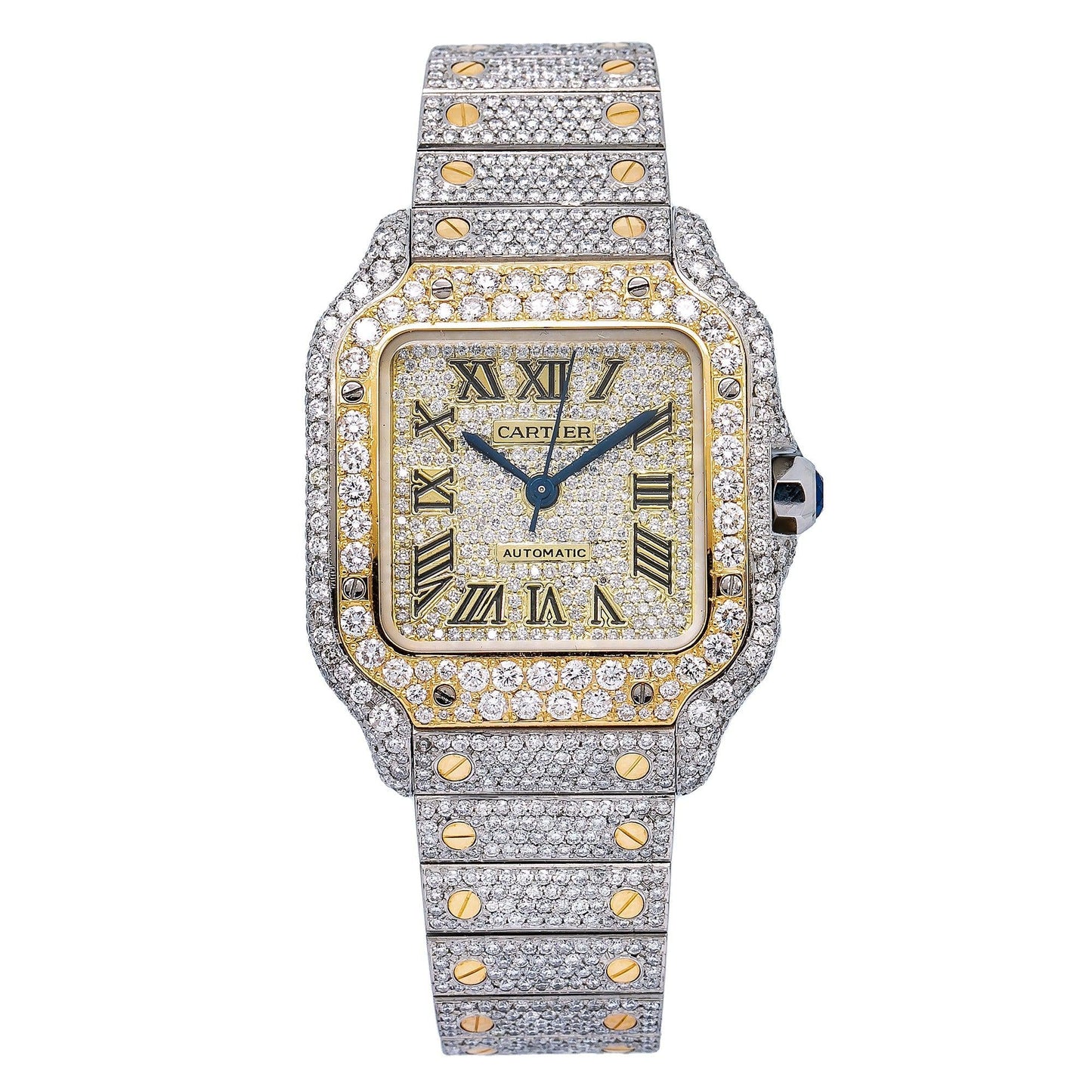 Cartier Santos W2SA00163 35MM Champagne Diamond Dial With Two Tone Bracelet