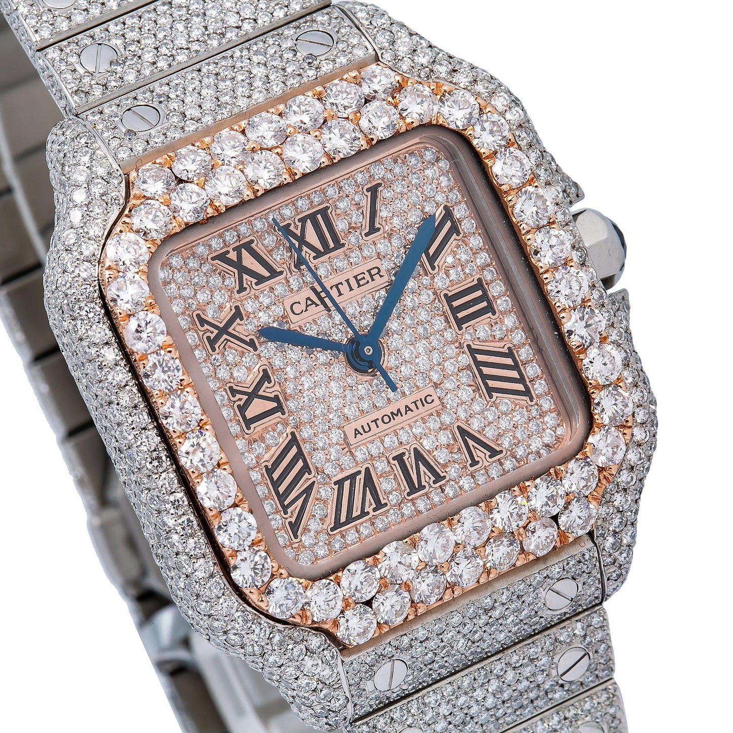 Cartier Santos WSSA0029 35MM Rose Gold Diamond Dial With 18.75 CT Diamonds