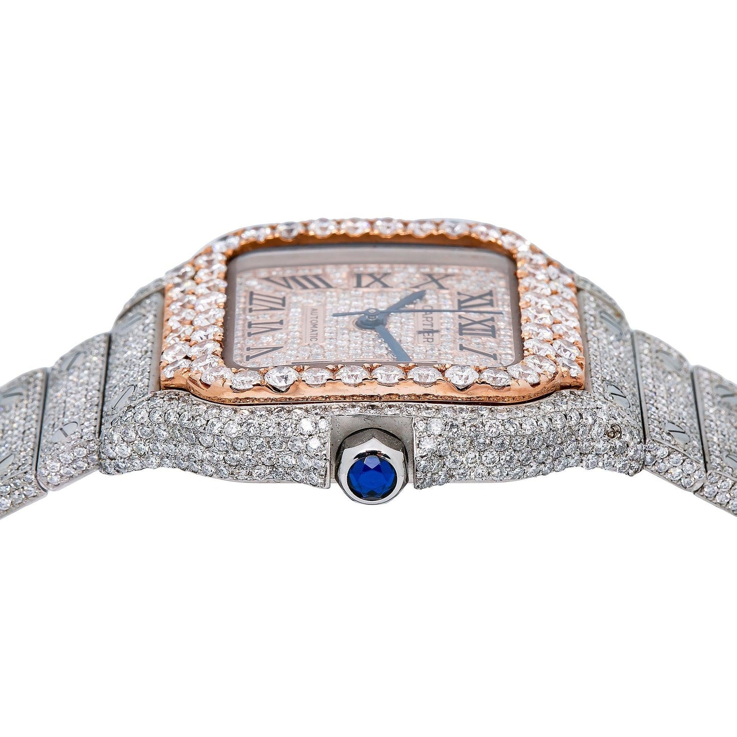 Cartier Santos WSSA0029 35MM Rose Gold Diamond Dial With 18.75 CT Diamonds