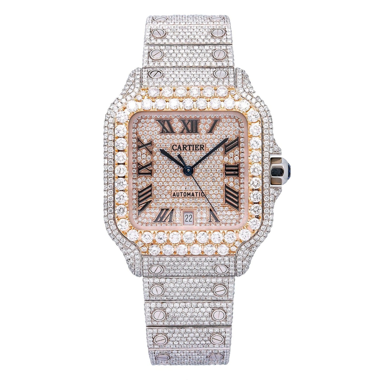 Cartier Santos WSSA0018 40MM Rose Gold Diamond Dial With Stainless Steel Bracelet