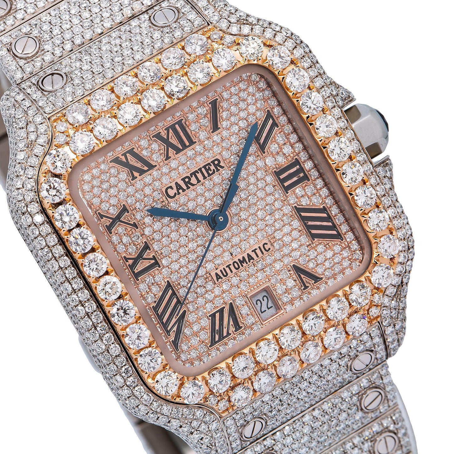 Cartier Santos WSSA0018 40MM Rose Gold Diamond Dial With Stainless Steel Bracelet