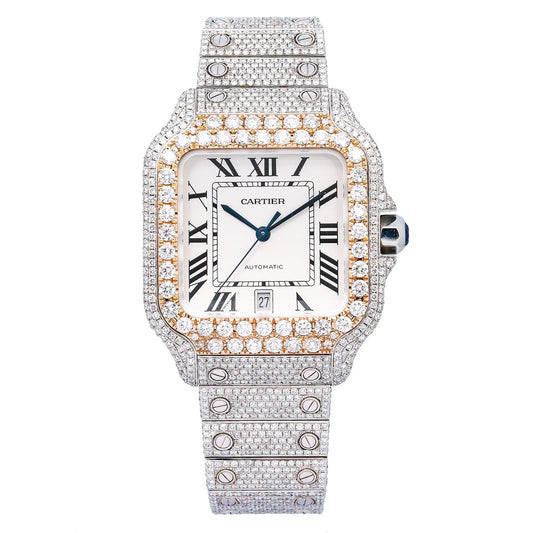 Cartier Santos WSSA0009 40MM White Dial With 17.96 CT Diamonds