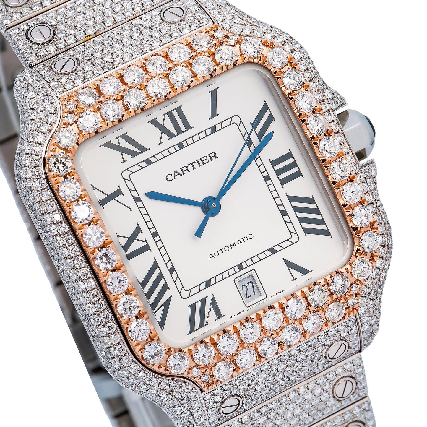 Cartier Santos WSSA0009 40MM White Dial With 17.96 CT Diamonds