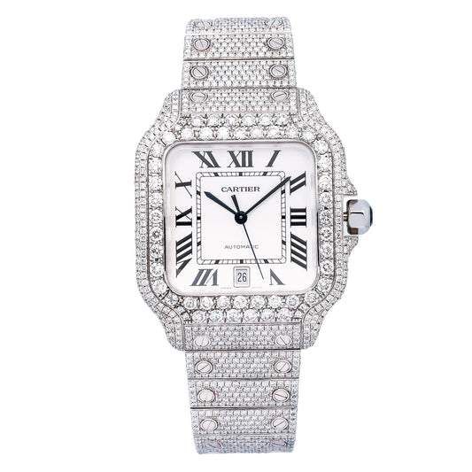 Cartier Santos WSSA0009 40MM White Dial With 17.96 CT Diamonds