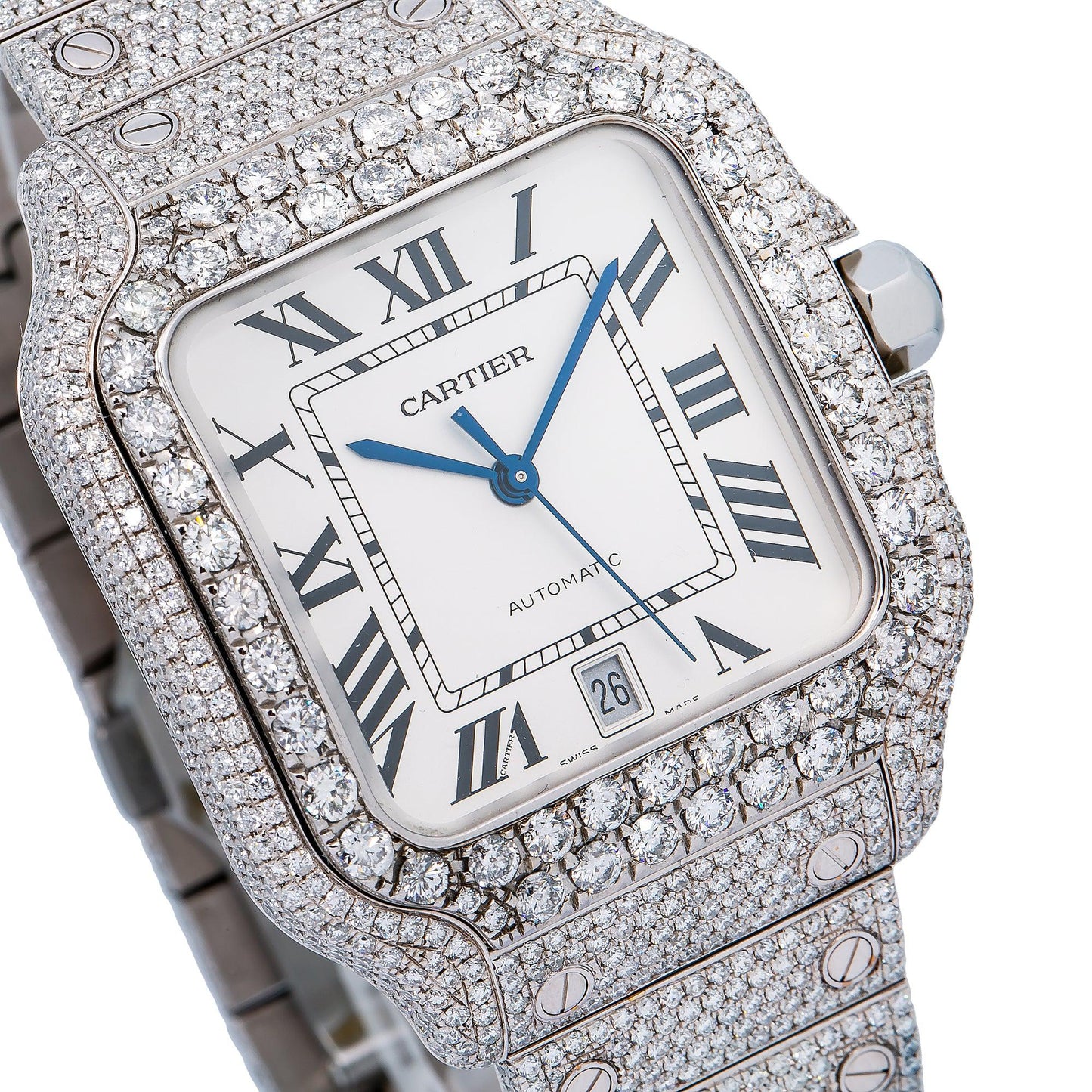 Cartier Santos WSSA0009 40MM White Dial With 17.96 CT Diamonds