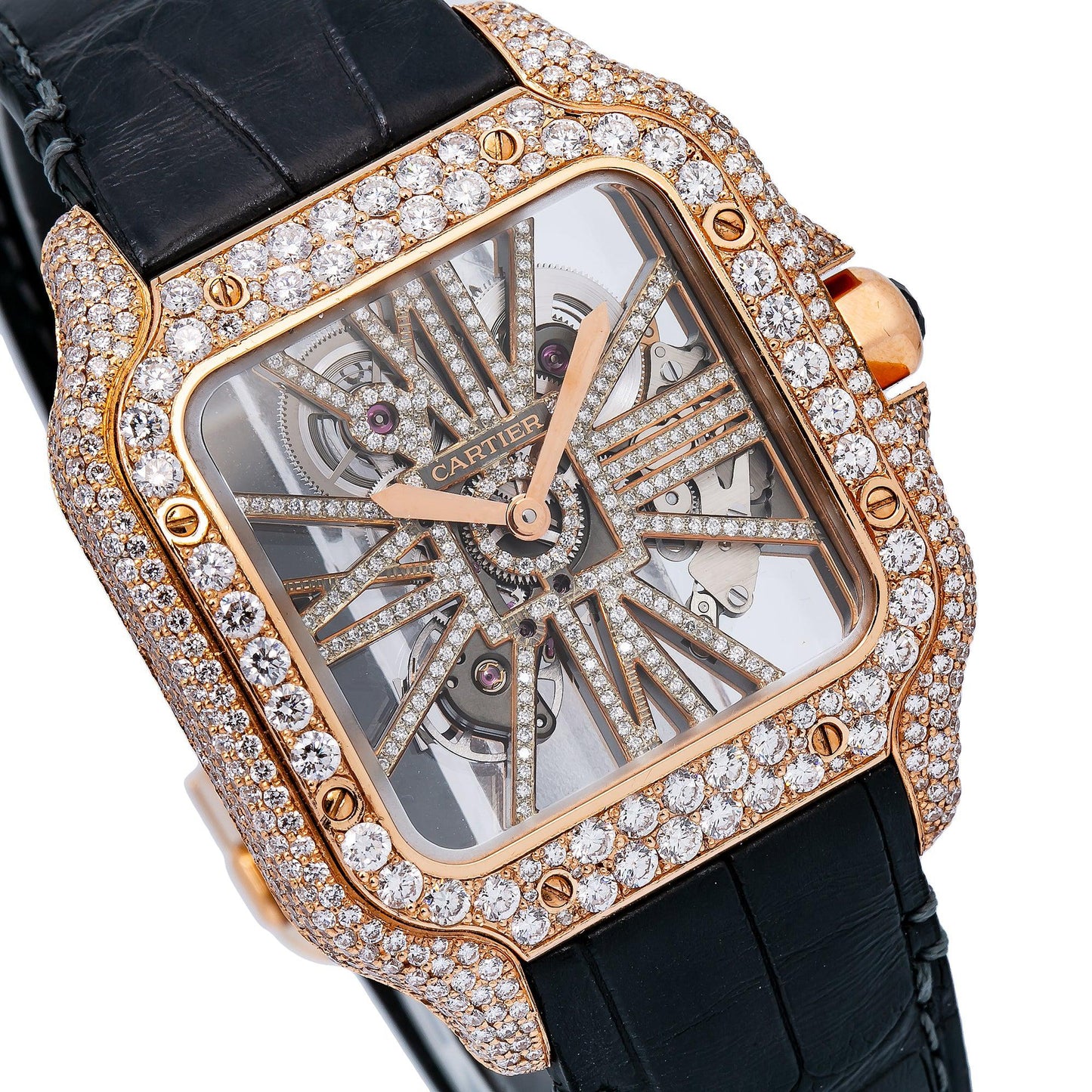 Cartier Santos WHSA0018 39.8MM Skeleton Dial With 6.75 CT Diamonds