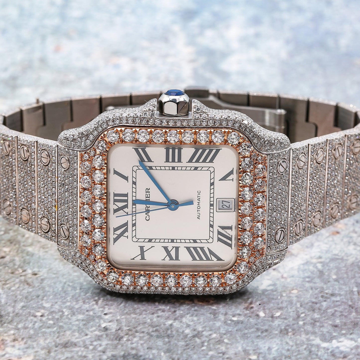Cartier Santos WSSA0009 40MM White Dial With 17.96 CT Diamonds