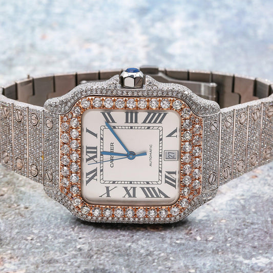 Cartier Santos WSSA0009 40MM White Dial With 17.96 CT Diamonds