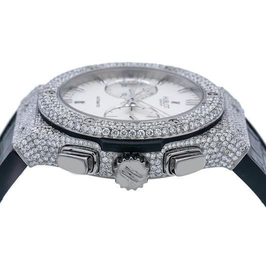 Hublot Classic Fusion Chronograph 45MM White Dial With 9.50 CT Diamonds
