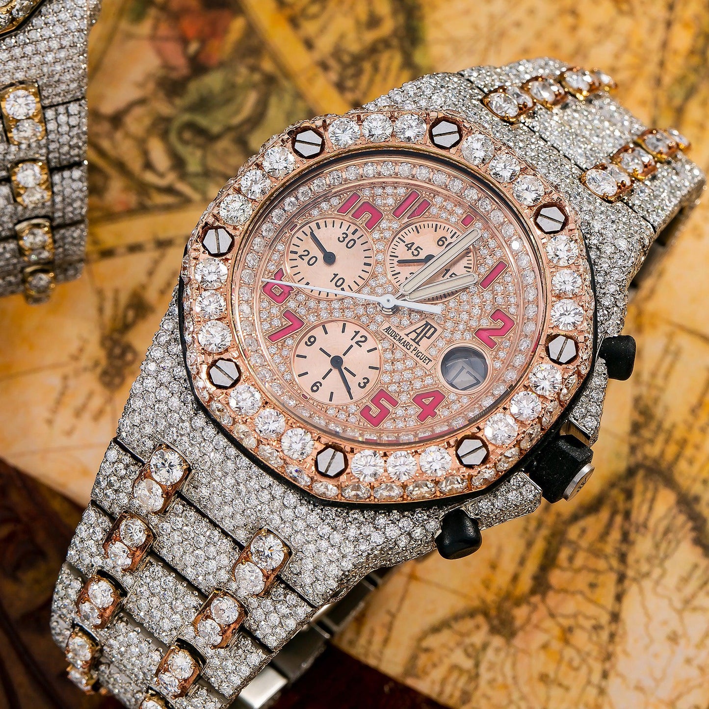 Audemars Piguet Royal Oak Offshore Chronograph 26170ST 42MM Rose Gold Diamond Dial With Two Tone Bracelet