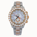 Rolex Yacht-Master II 44MM 116681 White Dial Diamond Bezel Two Tone Rose Gold Full Diamond Oyster Bracelet 17.5ct