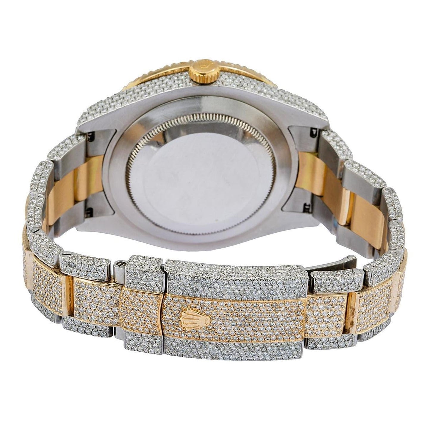 Rolex Datejust II 41MM 116333 Black Arabic Dial Diamond Bezel Two Tone Yellow Gold Full Diamond Oyster Bracelet 25.75ct