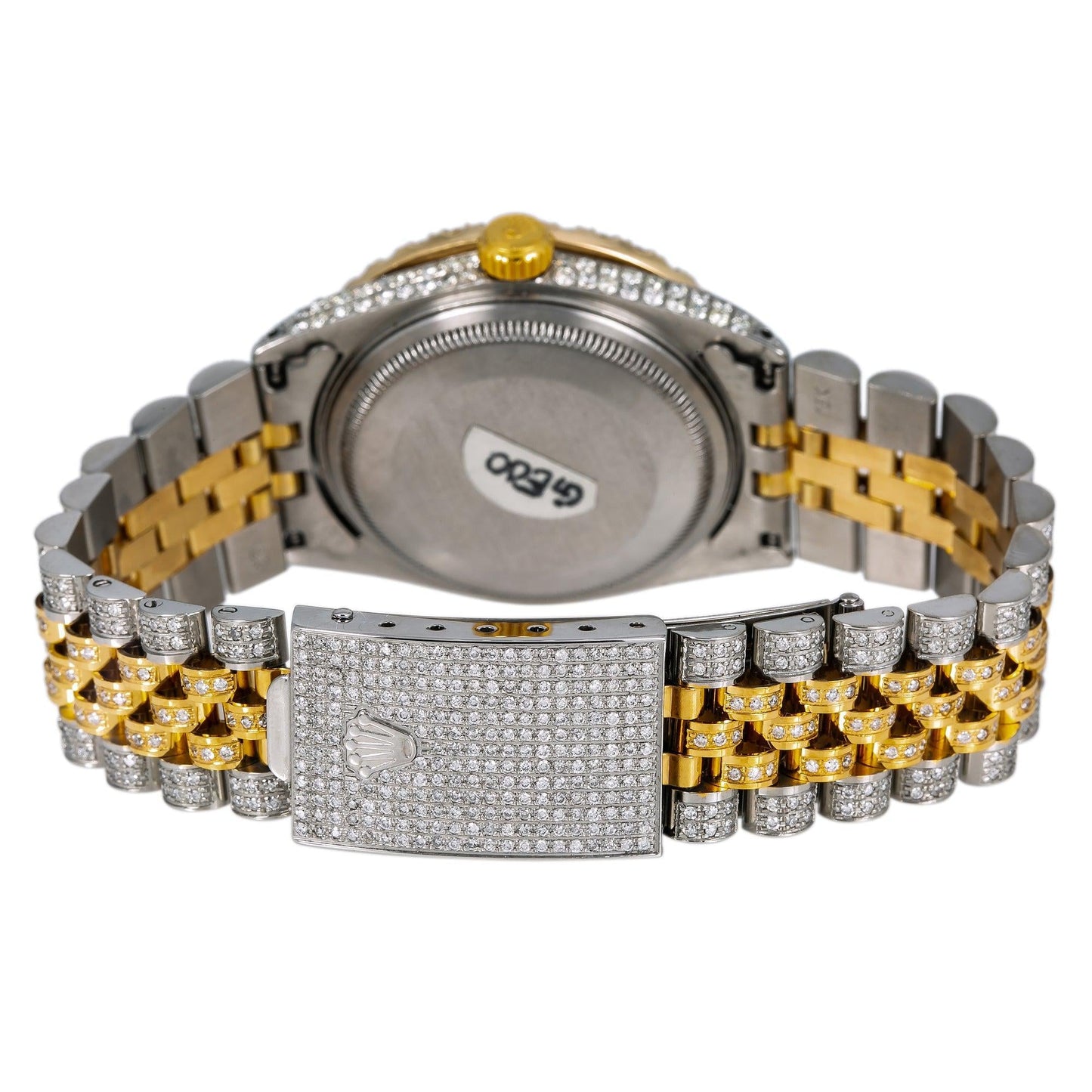 Rolex Datejust 36MM 1601 Green Roman Diamond Dial Diamond Bezel Two Tone Yellow Gold Full Diamond Jubilee Bracelet 8.25ct