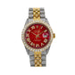 Rolex Datejust 36MM 1601 Red Roman Diamond Dial Diamond Bezel Two Tone Yellow Gold Full Diamond Jubilee Bracelet 8.25ct