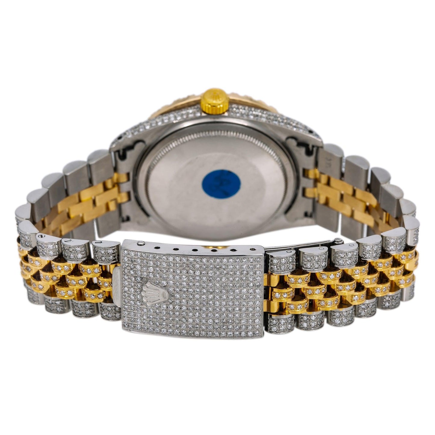 Rolex Datejust 36MM 1601 Red Roman Diamond Dial Diamond Bezel Two Tone Yellow Gold Full Diamond Jubilee Bracelet 8.25ct