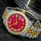Rolex Datejust 36MM 1601 Red Roman Diamond Dial Diamond Bezel Two Tone Yellow Gold Full Diamond Jubilee Bracelet 8.25ct