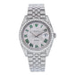 Rolex Datejust 41MM 126300 Diamond Paved Green Roman Dial Diamond Bezel Stainless Steel Full Diamond Jubilee Bracelet