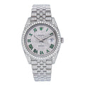Rolex Datejust 41MM 126300 Diamond Paved Green Roman Dial Diamond Bezel Stainless Steel Full Diamond Jubilee Bracelet