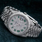 Rolex Datejust 41MM 126300 Diamond Paved Green Roman Dial Diamond Bezel Stainless Steel Full Diamond Jubilee Bracelet