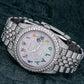 Rolex Datejust 41MM 126300 Diamond Paved Rainbow Eastern Arabic Dial Diamond Bezel Stainless Steel Full Diamond Jubilee Bracelet