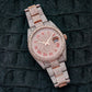Rolex Datejust 41MM 126331 Diamond Paved Red Roman Dial Diamond Bezel Two Tone Rose Gold Full Diamond Oyster Bracelet