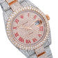 Rolex Datejust 41MM 126331 Diamond Paved Red Roman Dial Diamond Bezel Two Tone Rose Gold Full Diamond Oyster Bracelet