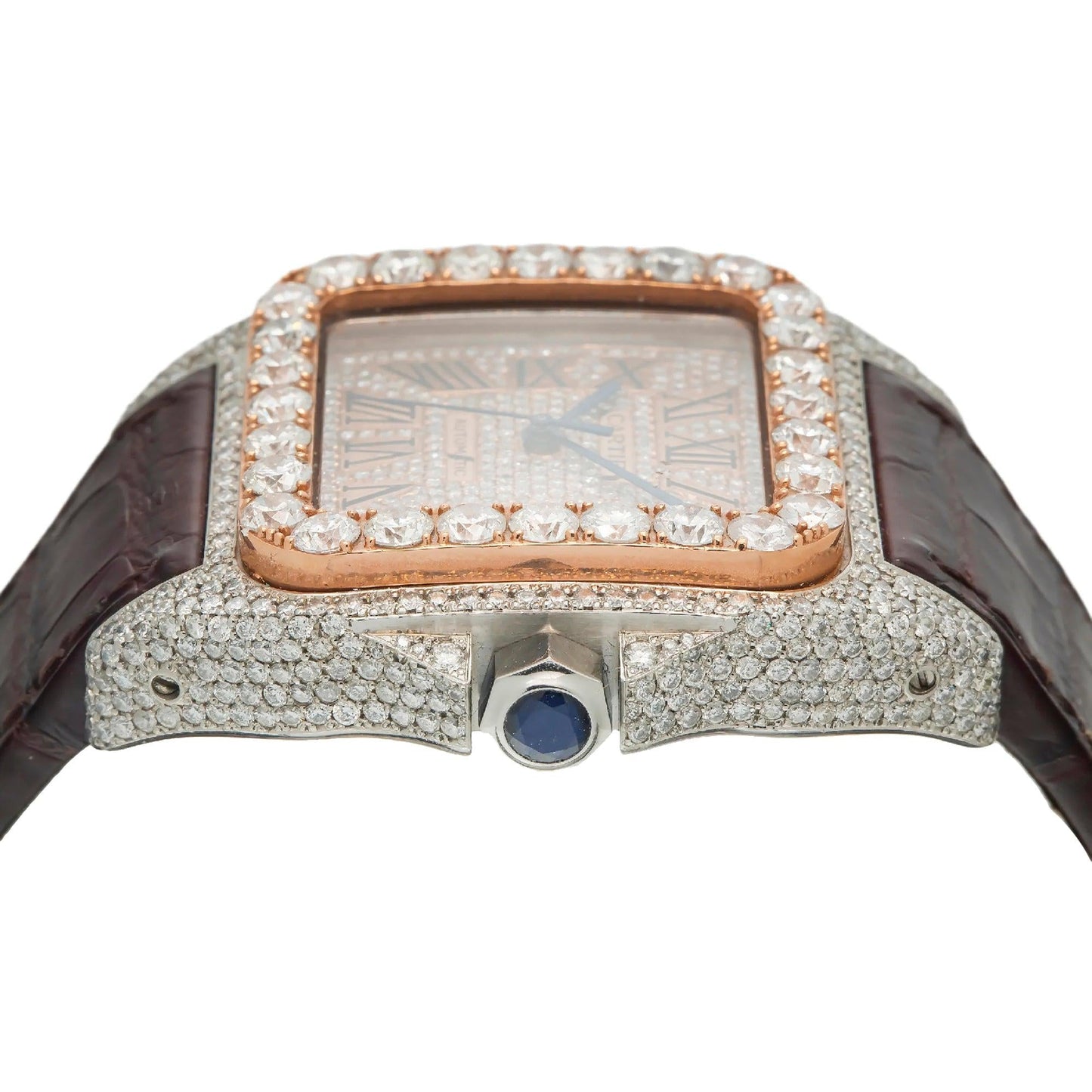 Cartier Santos 100 W20073X8 41MM Rose Gold Diamond Dial With 11.35 CT Diamonds