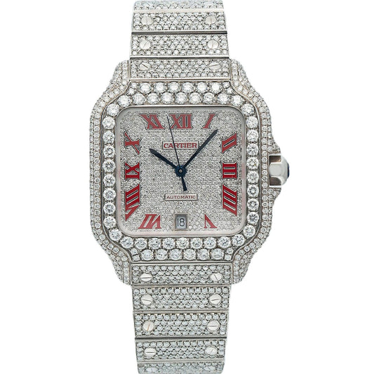 Cartier Santos WSSA0029 35MM Diamond Dial With Round Diamond Bezel