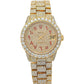 Rolex Datejust 31MM 6827 Diamond Paved Red Eastern Arabic Dial Diamond Bezel 18K Yellow Gold Full Diamond President Bracelet