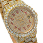 Rolex Datejust 31MM 68278 Diamond Paved Red Eastern Arabic Dial Diamond Bezel 18K Yellow Gold Full Diamond President Bracelet