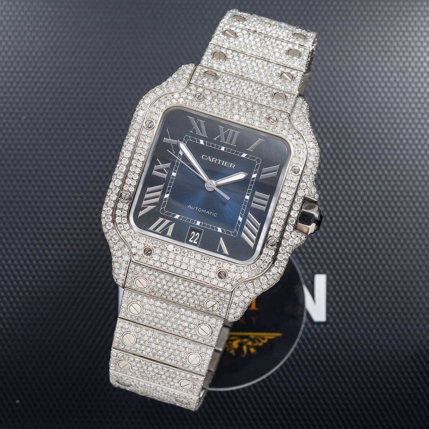 Cartier Santos WSSA0009 40MM Blue Dial With Diamond Bezel