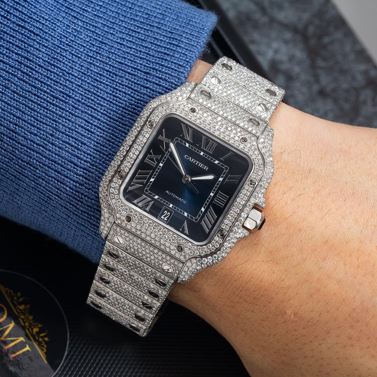 Cartier Santos WSSA0009 40MM Blue Dial With Diamond Bezel