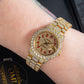 Rolex Datejust 31MM 68278 Diamond Paved Red Eastern Arabic Dial Diamond Bezel 18K Yellow Gold Full Diamond President Bracelet
