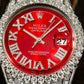 Rolex Datejust 36MM 1601 Red Roman Diamond Dial Diamond Bezel Stainless Steel Full Diamond Jubilee Bracelet 7.75ct