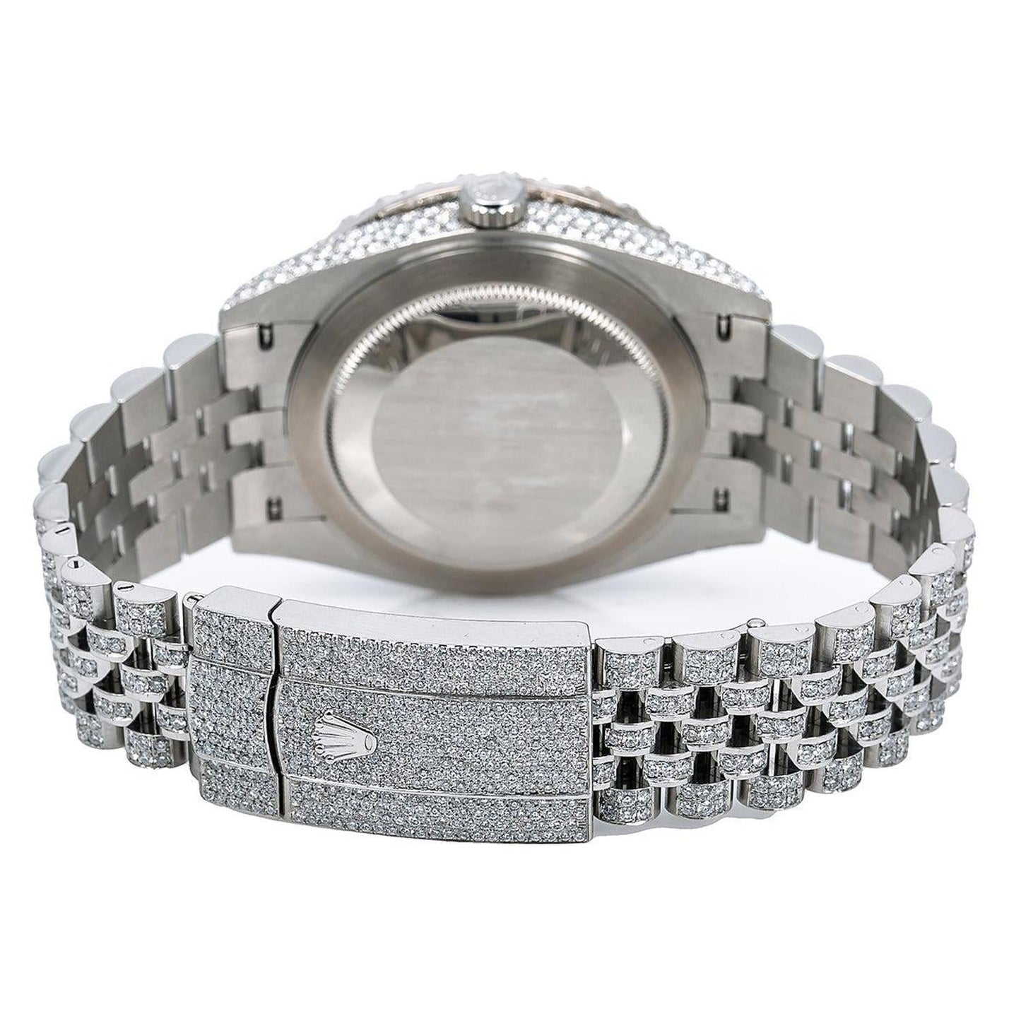 Rolex Datejust 41MM 126300 Diamond Paved Blue Eastern Arabic Dial Diamond Bezel Stainless Steel Full Diamond Oyster Bracelet 18.75ct