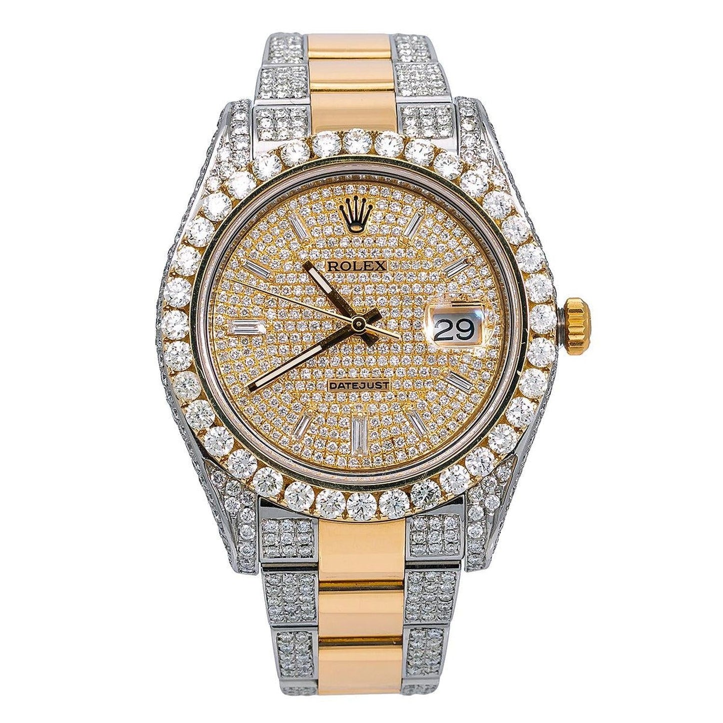Rolex Datejust 41MM 116333 Diamond Paved Dial Diamond Bezel Two Tone Yellow Gold Semi Diamond Oyster Bracelet
