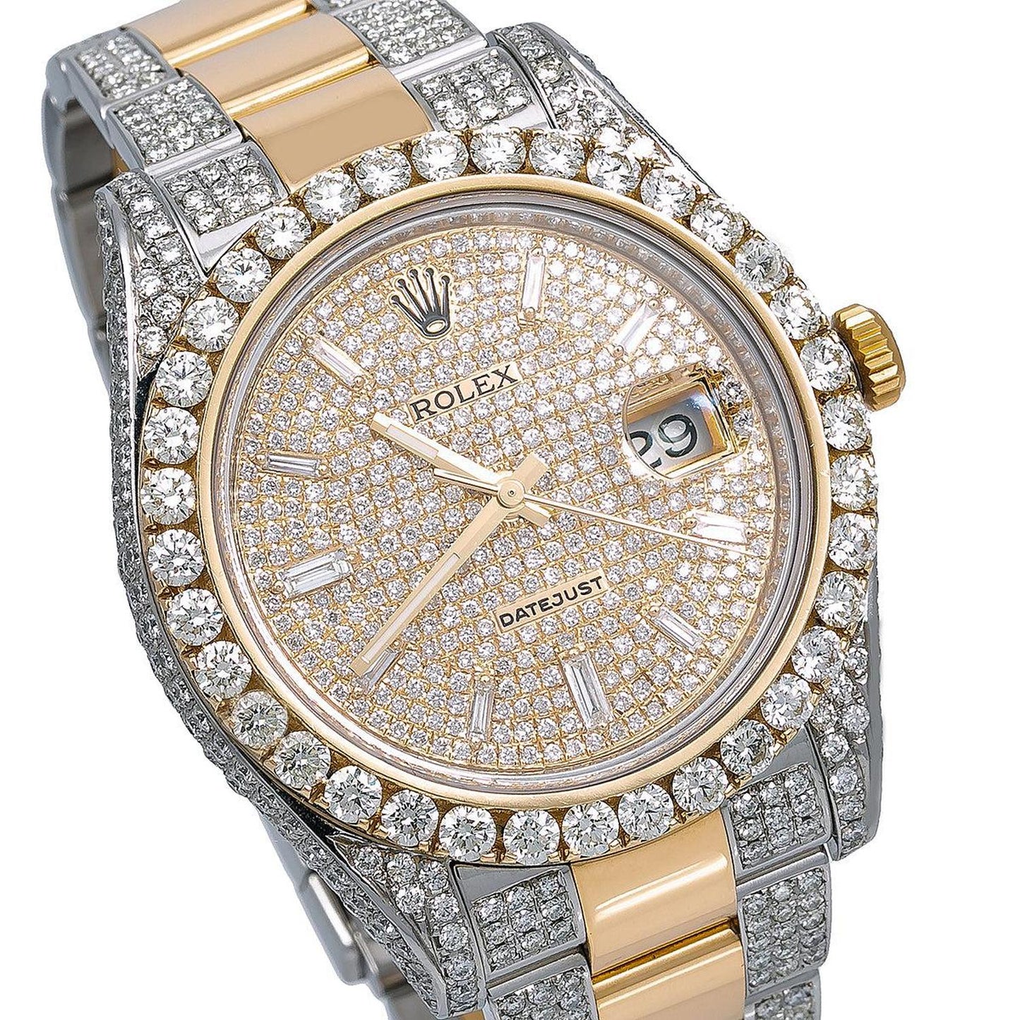 Rolex Datejust 41MM 116333 Diamond Paved Dial Diamond Bezel Two Tone Yellow Gold Semi Diamond Oyster Bracelet