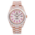 Rolex Day-Date II 41MM 218235 Diamond Paved Pink Dial Diamond Bezel 18K Rose Gold Full Diamond President Bracelet 26.25ct